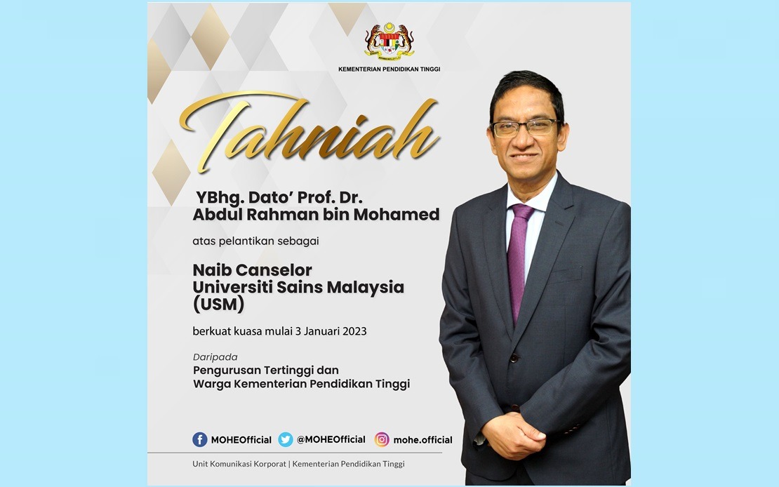 BERNAMA - ABDUL RAHMAN MOHAMED DILANTIK NAIB CANSELOR USM