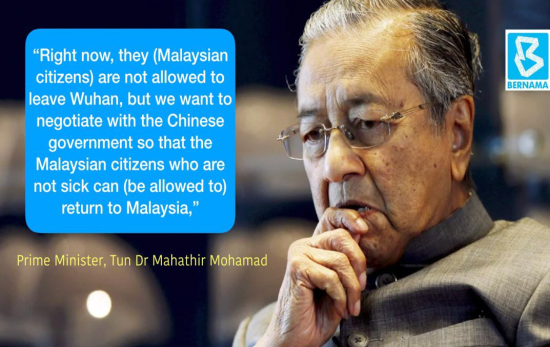 Bernama Malaysia Prepared To Bring Home Its Citizens In Wuhan Pm Mahathir