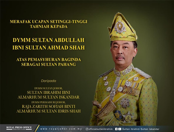 BERNAMA - Johor Sultan congratulates Tengku Abdullah on FB